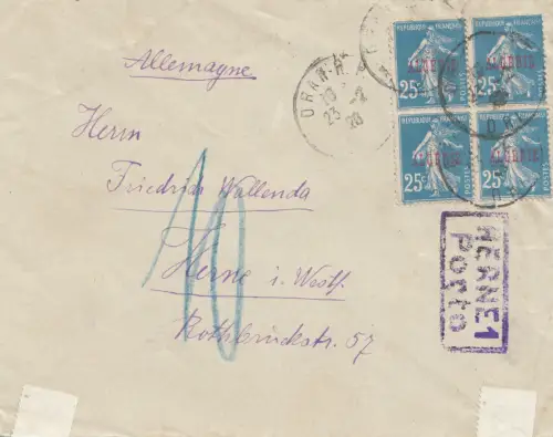 French colonies: Algerie 1926: Palais de Cristal to Herne - Taxe