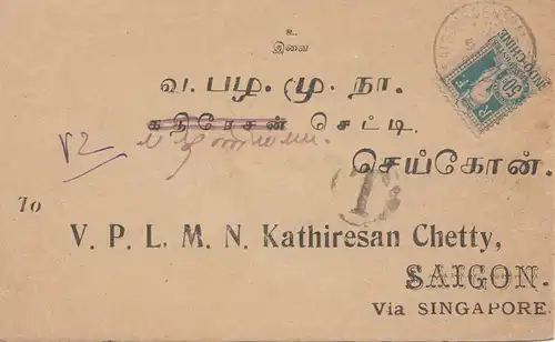 French colonies: Indo-chine 1919 to Saigon via Singapore