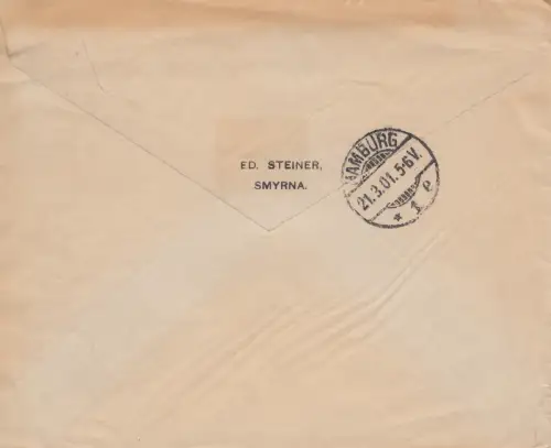 French colonies: Turk d'asie 1901: Smyrne to Hamburg