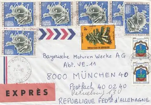 French colonies: Ivory Coast 1975 Express to BMW Munich