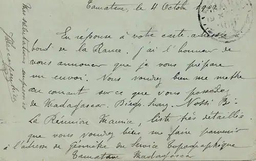 French colonies: Madagascar 1902: Tamatave to Suez/Alexandria