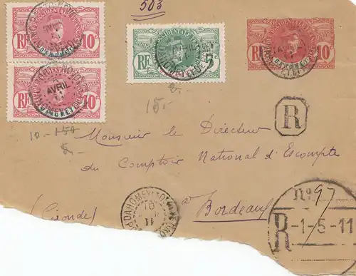 French colonies: Dahomey 1911: letter to Boreaux, interessting R-cancel