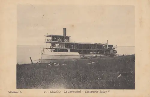 French colonies Congo 1913 post card No2, Sternwheel Brazzaville / Amsterdam