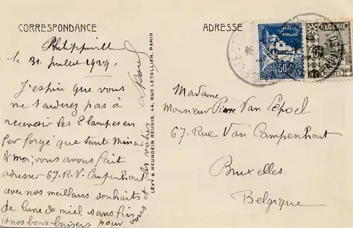 French colonies Algerie post card Philippeville, place de la Marine