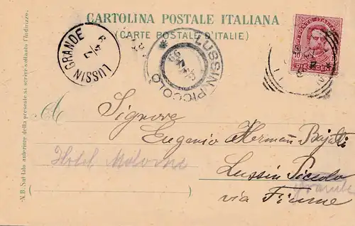 Italy: 1917 post card Naples to Lussin Grande/Lussin Piccolo