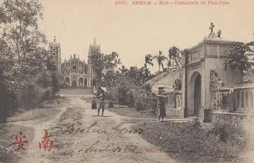 French colonies Indo-chine 1905: post card Annam to Dresden - Feldwebel