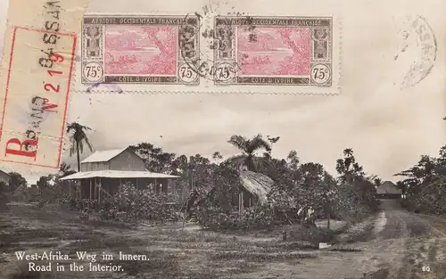 French colonies: Ivory Coast 1929, post card Registered to Maisach/Germany