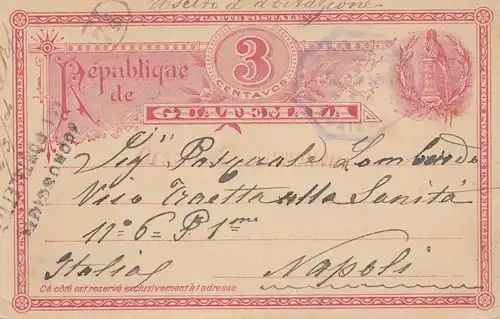 Guatemala: 1894: post card to Napoli/Italy