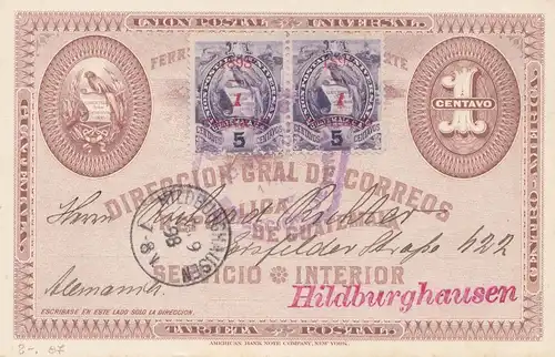 Guatemala: 1898: post card to Hildburghausen 