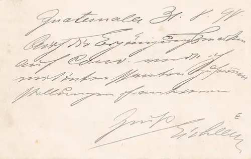 Guatemala: 1898: post card to Hildburghausen