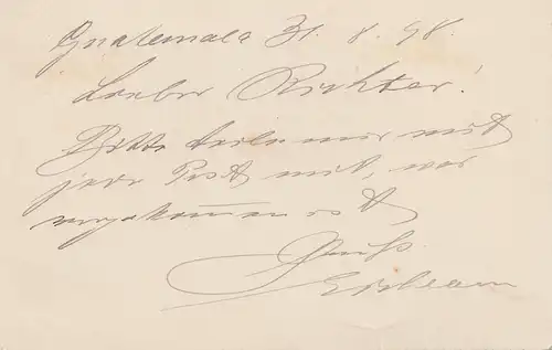 Guatemala: 1898: Servicio interior post card to Hildburghausen