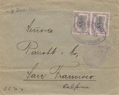 Guatemala: 1918: letter to San Francisco via la Nouvelle-Orléans