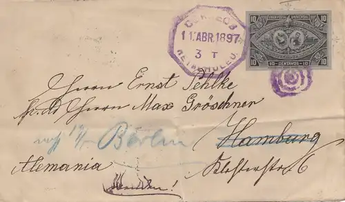 Guatemala: 1897: Retalhuleu to Hambourg, forwarded to Berlin