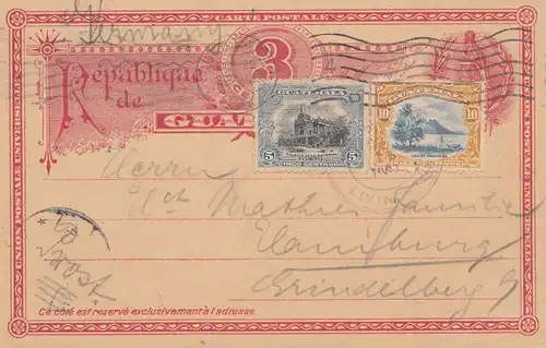 Guatemala: 1907: post card via la Nouvelle-Orléans to Germany