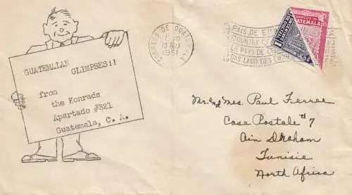 Guatemala: 1951: letter to Tunisie, North Africa