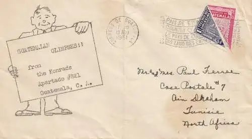 Guatemala: 1951: lettre de la Tunisie, Afrique du Nord