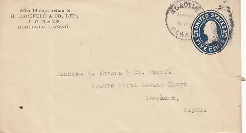 Hawai: 1918: Honolulu to Yokahama, Japan