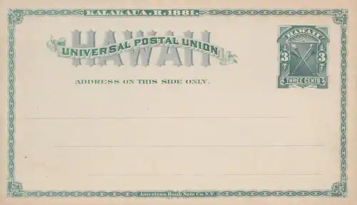 Hawai: post card three cents, unused