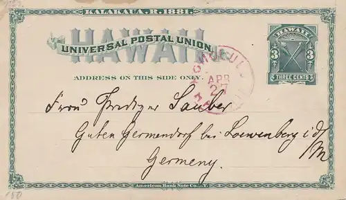 Hawai: 1927: post card Honolulu to Löwenberg