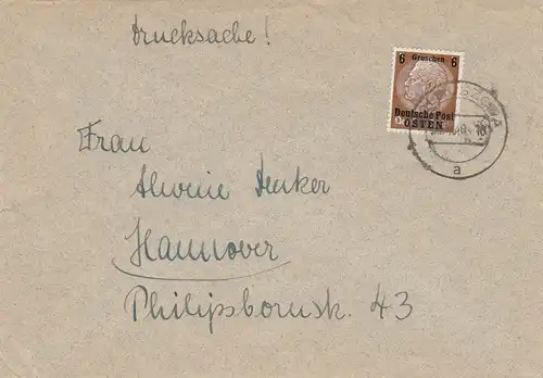 GG 1940: lettre d'imprimerie à droite à Hanovre