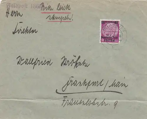 GG: Feldpost 18668 à Francfort, à la deuxième étape du porto, jusqu'au 31.03.40