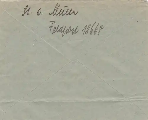 GG: Feldpost 18668 nach Frankfurt, portogerecht 2. Gew. Stufe bis 31.03.40