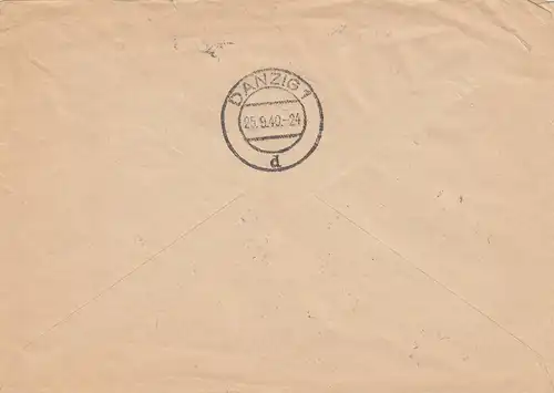 GG: Eilboten Einschreiben Warschau nach Danzig. Porto 188Gr.