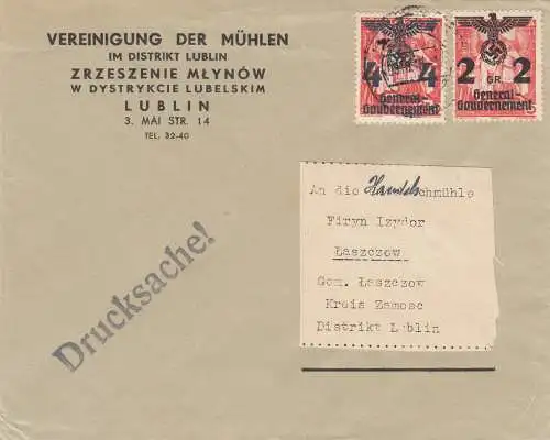 GG:Drucksache Lublin, Vereinigung Mühlen, Drucksache nach Laszczow, portogerecht