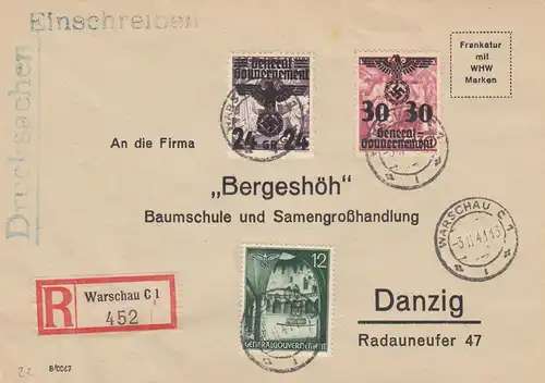GG: portogerechte Drucksache als Einschreiben, Warschau nach Danzig