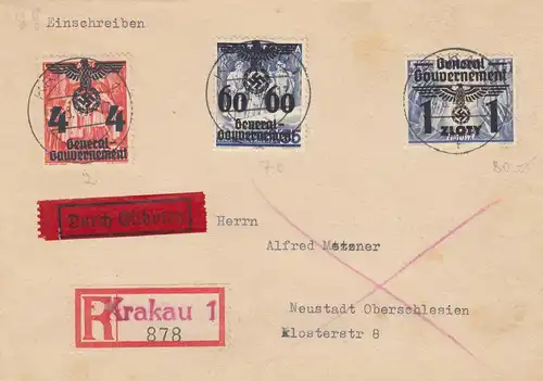 GG: recommandé/eilbot Cracovie 1 par Neustadt/OberSilesien, portofach
