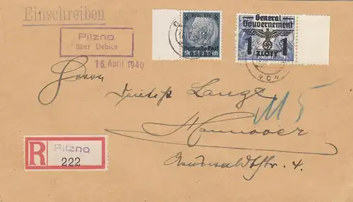 GG: Einschreiben Pilnzo/Debica nach Hannover, portogerecht