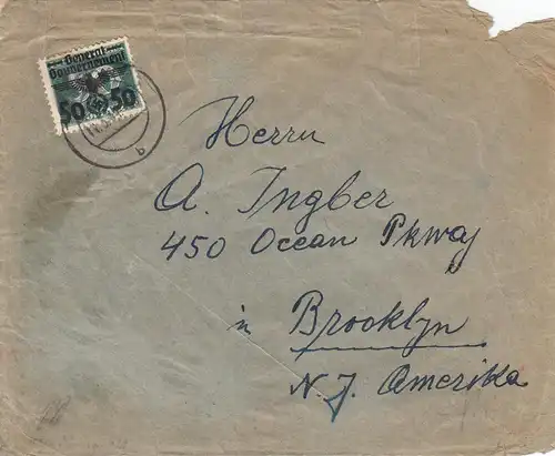 GG: portogerechte EF MiNr. 38 nach USA, Zensur