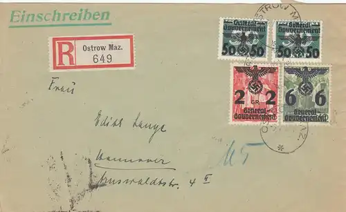 GG: portogerechte MiF MiNr. 38 von Ostrow nach Hannover