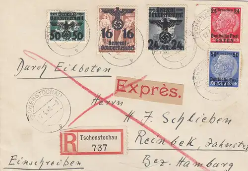 GG: #38 MiF, lettre recommandée Chenstochaou avec permis de livraison selon Reinbek