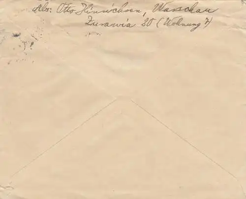 GG: 20.12.39, portogerechter Brief von Warschau nach Beelitz