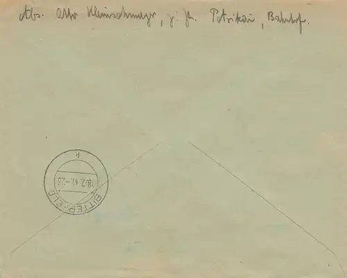 GG: MiF, portogerecht als Einschreiben Petrikau nach Bitterfeld