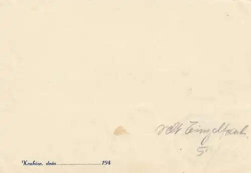 GG: EF de 12Gr sur carte postale Cracovie-Metzingen