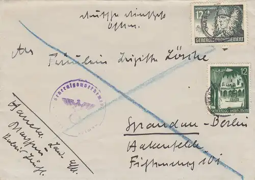 GG: portogerechte MiF der 12Gr Marke Warschau nach Spandau-Berlin