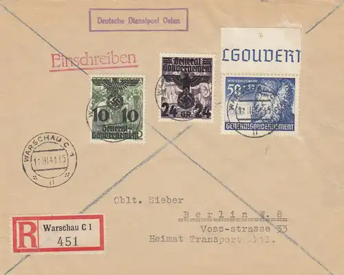 GG: MiF pour lettre recommandée Varsovie à Berlin