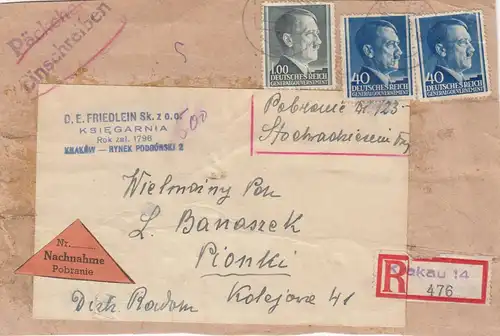 GG: Päckchen Nachnahme Einschreiben von Krakau nach Pionki