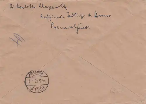 GG: Einschreiben Rückschein, Jedlice nach Halle, Portogerecht, Selten, MiNr. 87A