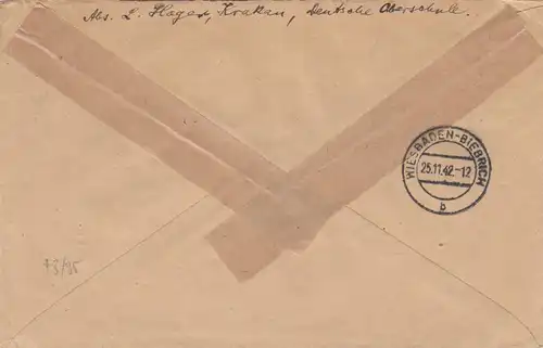 GG: Lublin 1Zl MiF, en anglais, pour l'inscription Cracovie à Biebrich