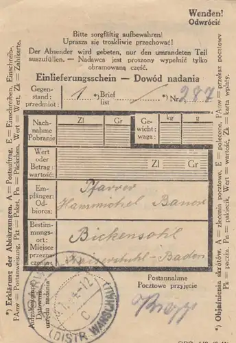 GG: MiF Bedeutende Deutsche, Einschreiben Garwolin - Bickensohl, portogerecht