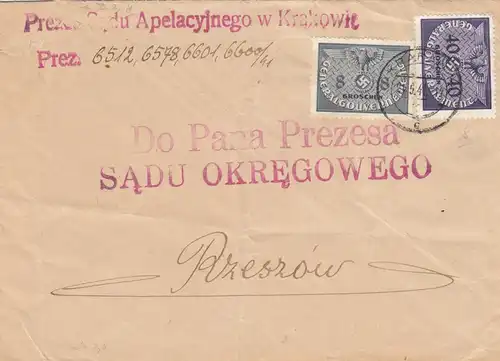 GG: portogerechter Brief der 2. Gew. Stufe von Krakau nach Reichshof- Gericht
