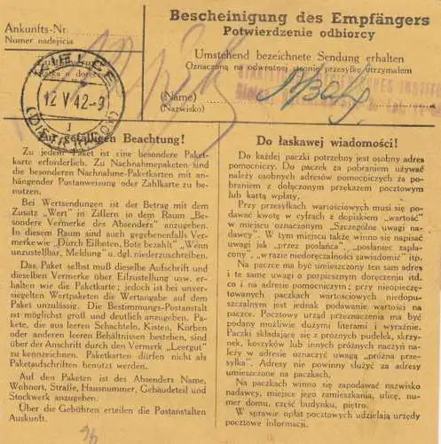 GG: Carte de paquet intérieur de marchandises de barrage Karzysko-Kamienna vers Kielce