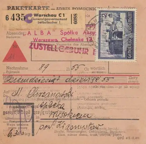 Carte de colis intérieur GG Varsovie: auto-réservation, remboursement, formulaire avec réf.