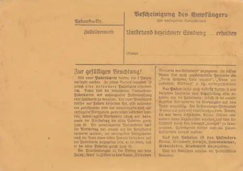 Carte de colis intérieur GG Hrubieszow/Uchanie Carte mal notifiée