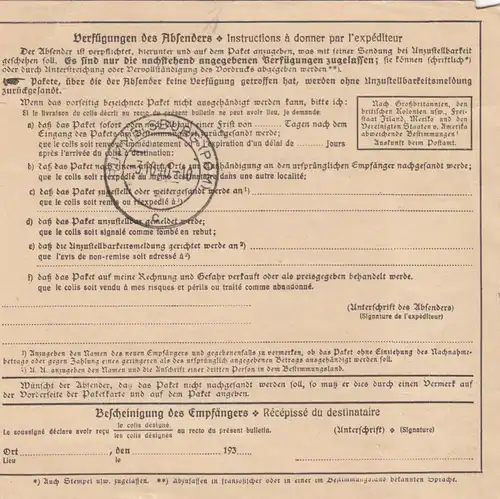 Carte de colis international GG Lublin vers Rümmelsburg/Poméranie