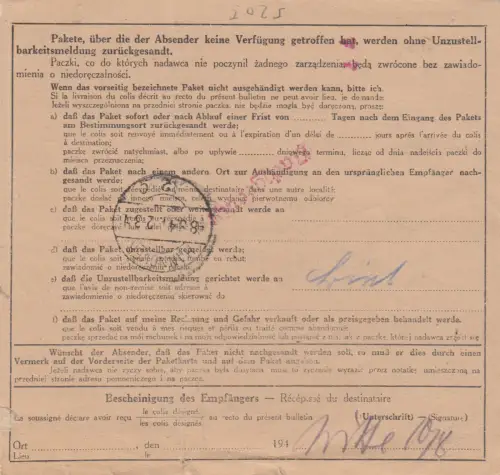 GG: Carte de colis international Mielec vers Badenstedt