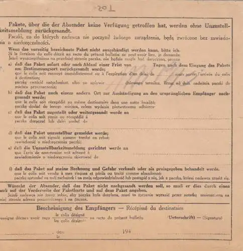 Carte de colis international GG Skierniewice, DRINGEND après fidélisation - Oeuvre, Stubbe 31